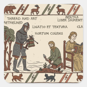 Bayeux-Teppich Parodie Quadratischer Aufkleber
