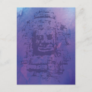 Bayon Face Lila Postkarte