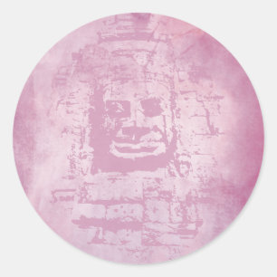 Bayon Face Pink Runder Aufkleber