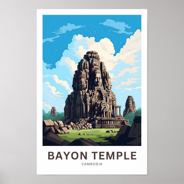 Bayon Temple Cambodia Travel Print Poster (Vorne)