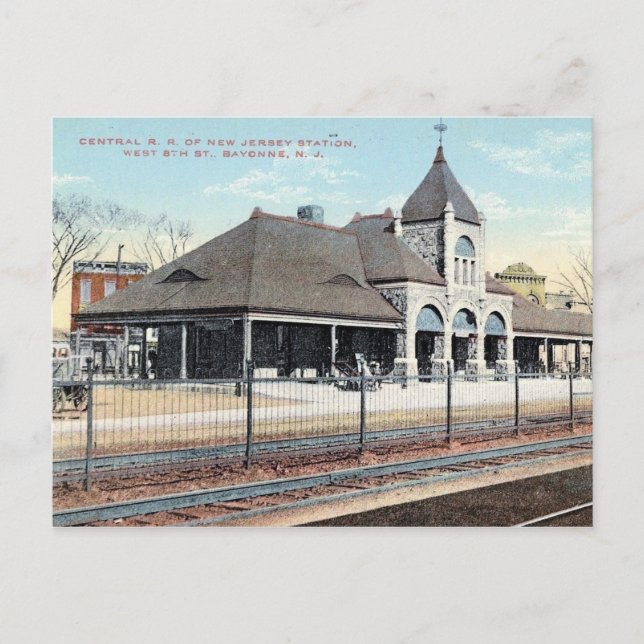 Bayonne, New Jersey, Bahnhof, Vintag Postkarte (Vorderseite)