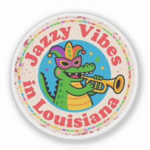 Bayou Charm_Louisiana Mardi Gras Alligator Vintage Aufkleber