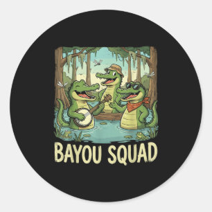 Bayou-Mannschaft Louisiana Alligator Retro Wildtie Runder Aufkleber