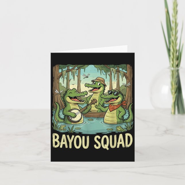Bayou Squad Louisiana Alligator Retro Wildlife Tra Karte (Vorderseite)