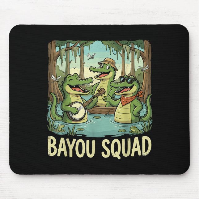 Bayou Squad Louisiana Alligator Retro Wildlife Tra Mousepad (Vorne)
