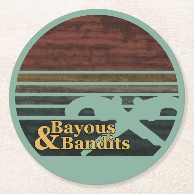 Bayous & Bandits Retro Sunset  Runder Pappuntersetzer (Vorderseite)