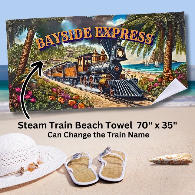 Bayside Express Dampfzug am Strand Strandtuch (Von Creator hochgeladen)