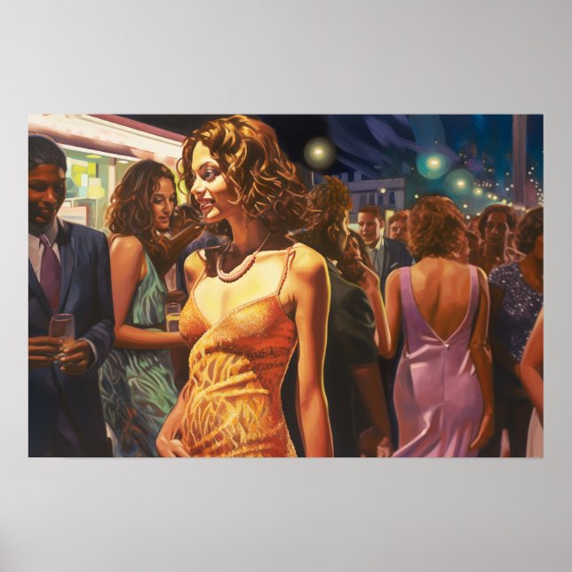 Bayside Latina in der Nacht Poster (Vorne)