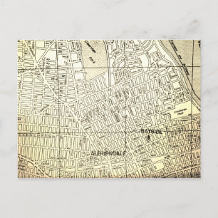 Bayside, Queens, NY Vintag Map Postkarte