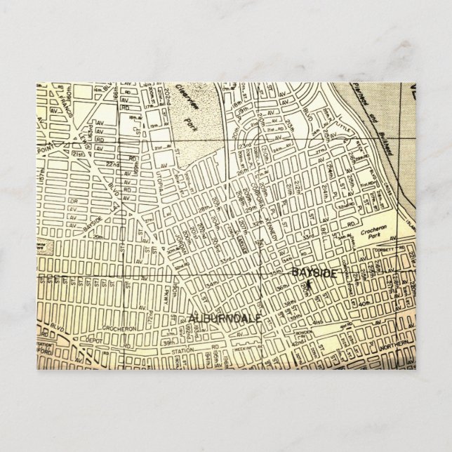 Bayside, Queens, NY Vintag Map Postkarte (Vorderseite)