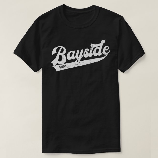 Bayside Queens NYC Typographic Distressed Design  T-Shirt (Design vorne)