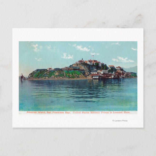 Bayview über Alcatraz Island und Gefängnis Postkarte (Vorderseite)
