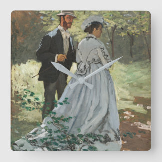 Bazille und Camille (1865) von Claude Monet Quadratische Wanduhr