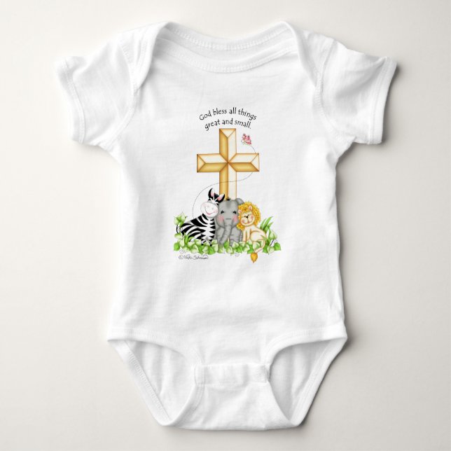 BaZooples "Gott segnen alle Sachen…" Baby Onsie Baby Strampler (Vorderseite)