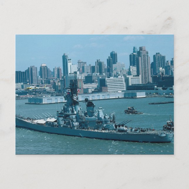 BB-61 "USS Iowa", New Yorker Hafen, USA Postkarte (Vorderseite)
