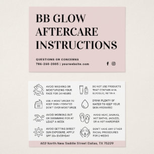 BB GLOW Facial Aftercare Instruction Card