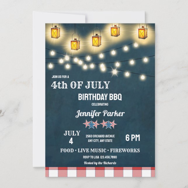 BBQ | 4. Juli Geburtstag Einladung (Vorderseite)