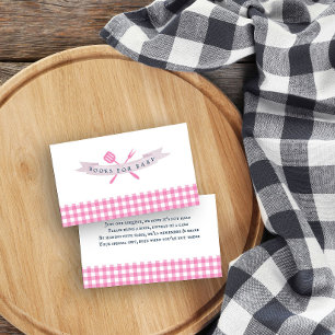 BBQ-Baby-Shower-Bücher für Baby Vintage rosa Karo Begleitkarte