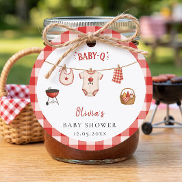 BBQ-Baby-Shower Rustikal Rot Gingham Geschenkanhänger