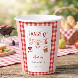 BBQ-Baby-Shower Rustikal Rot Gingham Pappbecher