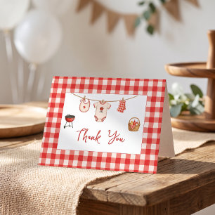 BBQ-Baby-Shower Rustikal Rot Kariert Dankeskarte