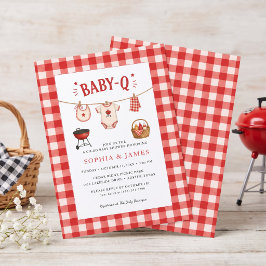 BBQ-Baby-Shower Rustikal Rot Kariert Einladung