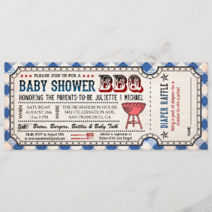 BBQ-Baby-Shower-Ticket Windel-Raffle-Einladungen Einladung