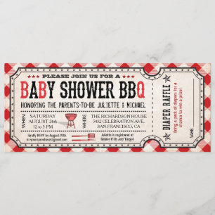 BBQ-Baby-Shower-Ticket-Windeln-Raffle-Einladungen Einladung