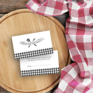 BBQ-Baby-Shower-Windel-Raffle Vintage Grau Kariert Begleitkarte