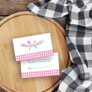 BBQ-Baby-Shower-Windel-Raffle Vintage-Rosa-Kariert Begleitkarte