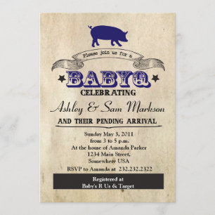 BBQ BABYQ Barbecue Blue Boy Einladung