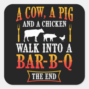 BBQ   Barbecue Grillen Joke Gift Grill Master Koch Quadratischer Aufkleber
