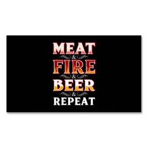 BBQ   BBQ-Grill räuchert Fleisch Feuer Bier Wieder Magnetische Visitenkarte