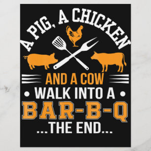 BBQ   BBQ-Liebhaber Schwein Huhn Kuh gehen in die  Flyer