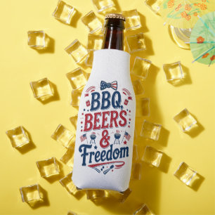 BBQ, Bier & Freiheit – Retro 4. Juli Stimmung Flaschenkühler