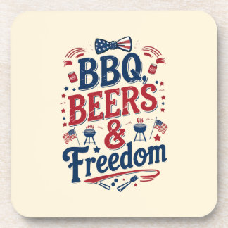BBQ, Bier & Freiheit – Retro 4. Juli Stimmung Getränkeuntersetzer