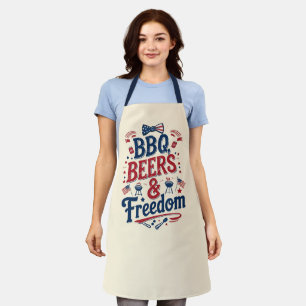 BBQ, Bier & Freiheit – Retro 4. Juli Stimmung Schürze