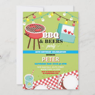 BBQ-Biere Geburtstagsfeier Garten Hof Einladung