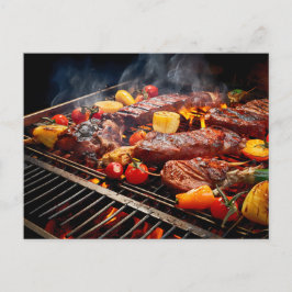 BBQ Bliss .Array of sizzling meats and vegetables Postkarte