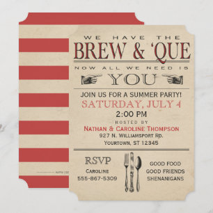 BBQ Brew & 'Que Sommerparty-Einladung Einladung