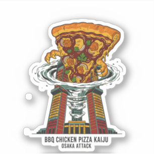 BBQ Chicken Pizza Kaiju Osaka Angriff Monster Kuns Aufkleber