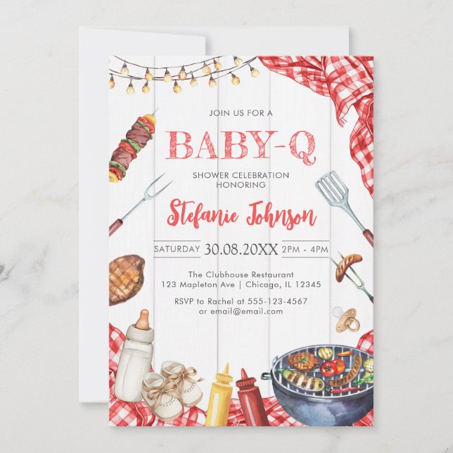 BBQ Children's BABY-Q Baby Shower Invitation Einladung (Vorderseite)