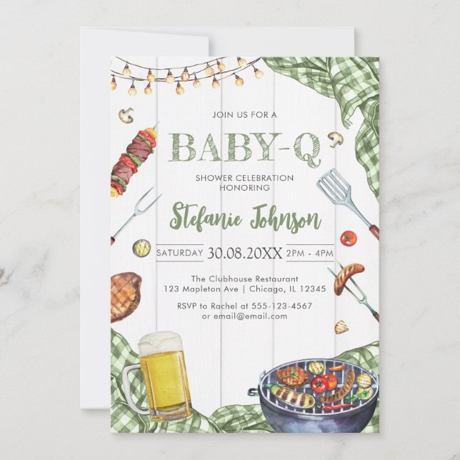 BBQ Children's BABY-Q Baby Shower Invitation Einladung (Vorderseite)