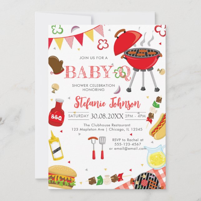 BBQ Children's BABY-Q Baby Shower Invitation Einladung (Vorderseite)