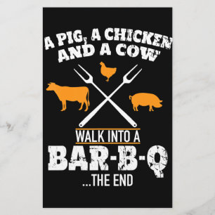 BBQ Ein Schwein ein Huhn und eine kuhmilde GRILL Briefpapier