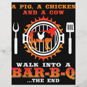 BBQ Ein Schwein und ein Huhn gehen in eine Bar-B Flyer