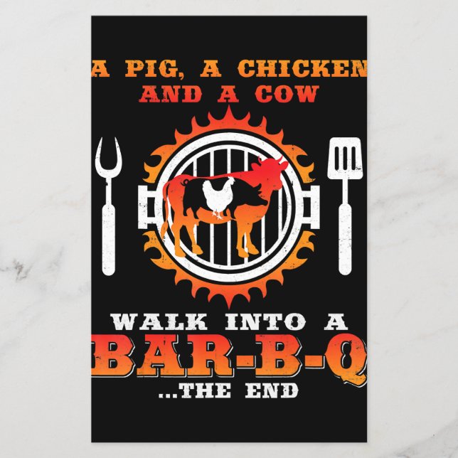 BBQ | Ein Schwein und ein Huhn laufen in eine Bar  Flyer (Vorne)