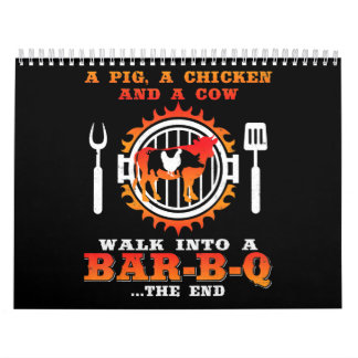 BBQ | Ein Schwein und ein Huhn laufen in eine Bar  Kalender