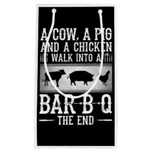 BBQ   Eine Kuh, ein Schwein und ein Huhn laufen in Kleine Geschenktüte
