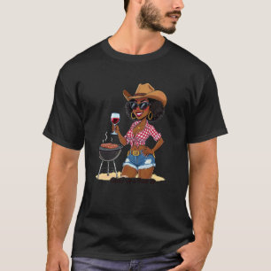 BBQ-Entrissene Königin Schwarze Frau Cowgirl T-Shirt